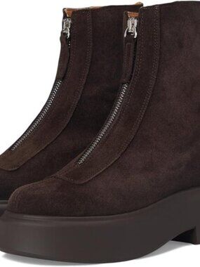 Steve Madden Womens Jones Brown Suede Front Zip Ankle Boots Sz:10